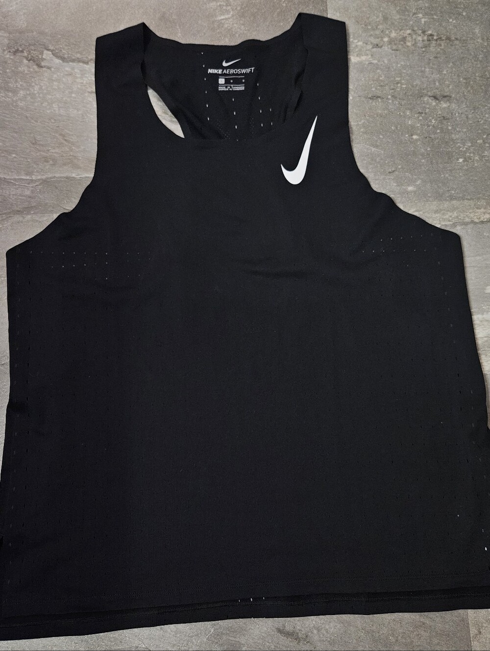 Nike Aeroswift Singlet Racerback Tank Top  Run. Black White. Perforated Zones XL